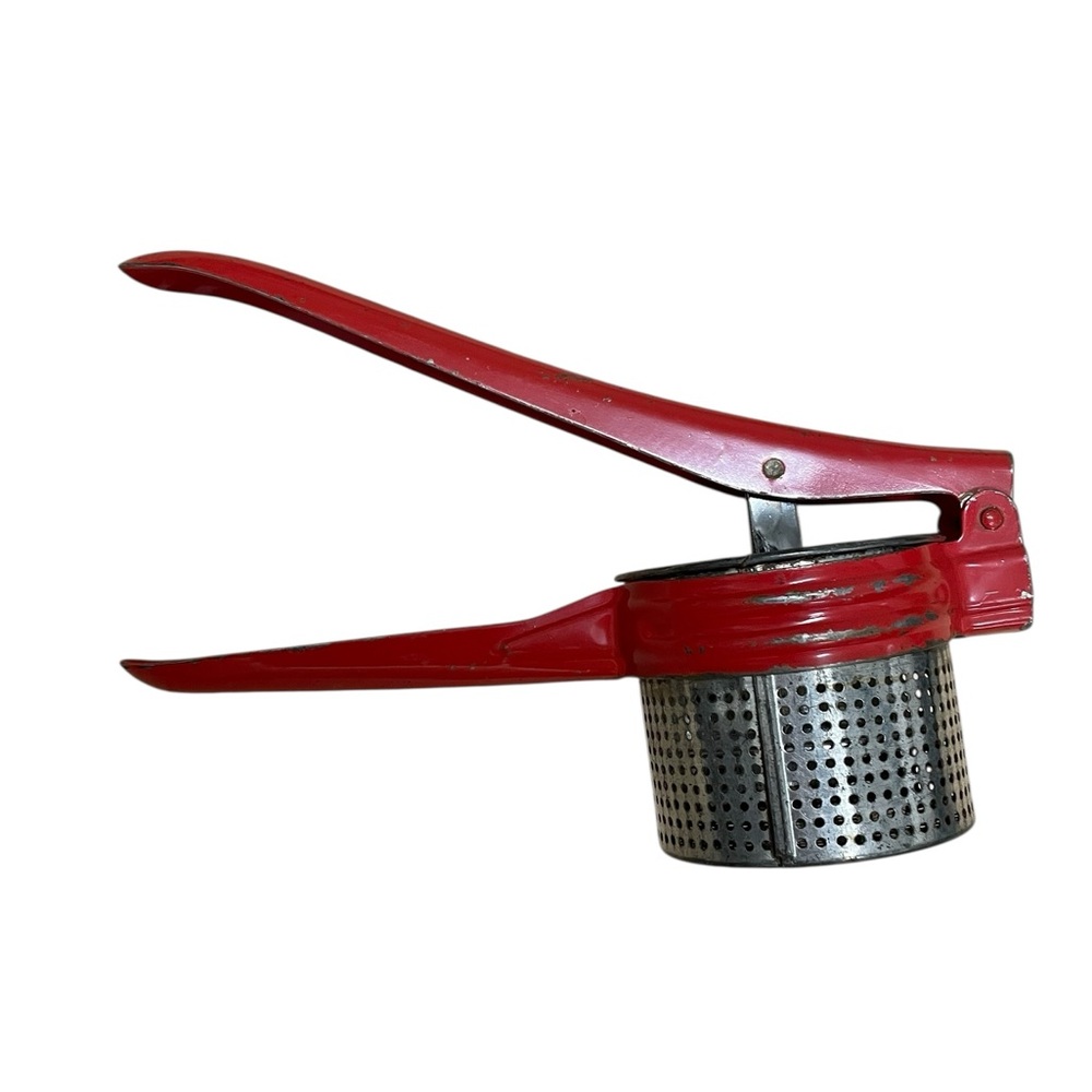 Vintage Red Metal Potato Ricer